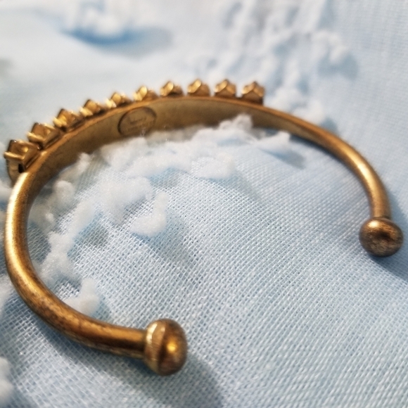 Elizabeth Cole Adelia Grey Swarovski and Gold Plated Brass Cuff GUC Adjustable - Picture 6 of 9